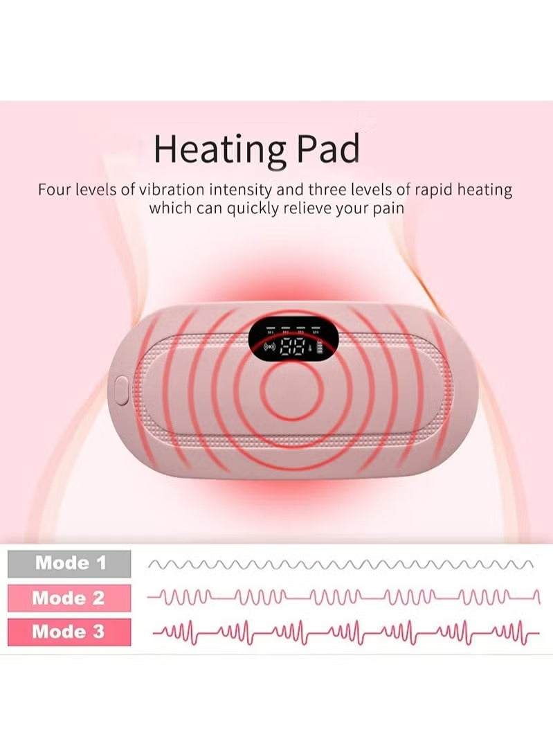 Generic Portable Cordless Heating Pad for Menstrual Cramps Relief, Heating Pad for Stomach,Menstrual Heating Pad with 3 Heat Levels and 4 Vibration Massage Modes Portable Electric Fast Heating Belly Wrap Belt  - Image 4