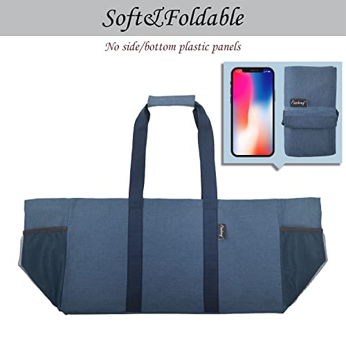 Finnhomy 42L Extra Large Utility Tote Bag, Solid Oxford Fabric Storage Bag with Handles and Pockets, Reusable Folding Grocery Bags Totes for Pool Beach Picnic Shopping Laundry, 2 Pack Denim Blue - Image 5