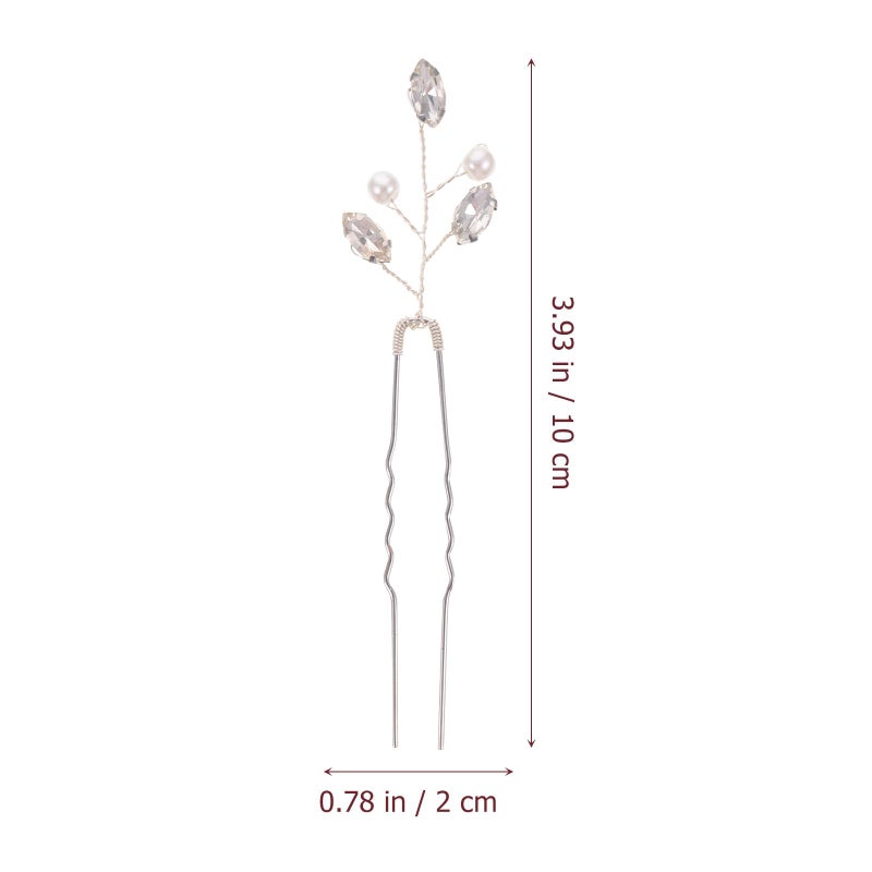 6 Pcs Silver U Shaped Rhinestone Bridal Hairpins For Wedding Bridesmaids Hair Styling - Image 3