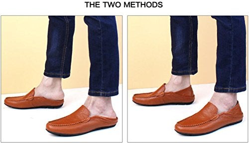 Go Tour Men's Premium Genuine Leather Casual Slip On Loafers Breathable Driving Shoes Fashion Slipper Brown 11/47 - Image 2