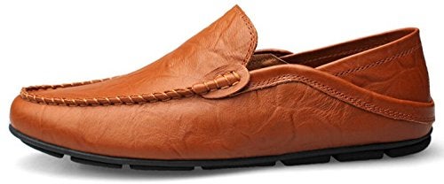 Go Tour Men's Premium Genuine Leather Casual Slip On Loafers Breathable Driving Shoes Fashion Slipper Brown 11/47 - Image 3