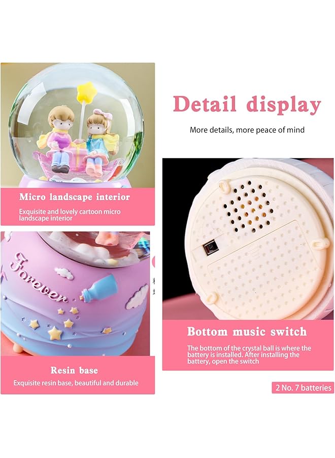 erorex Snow Globe Music Box 80Mm Resin Glass Musical Water Globe With Color Changing Led Lights And Automatic Snowflakes Birthday Gift For Girls Kids Adults Table Decor For Living Room Bedroom - Image 4