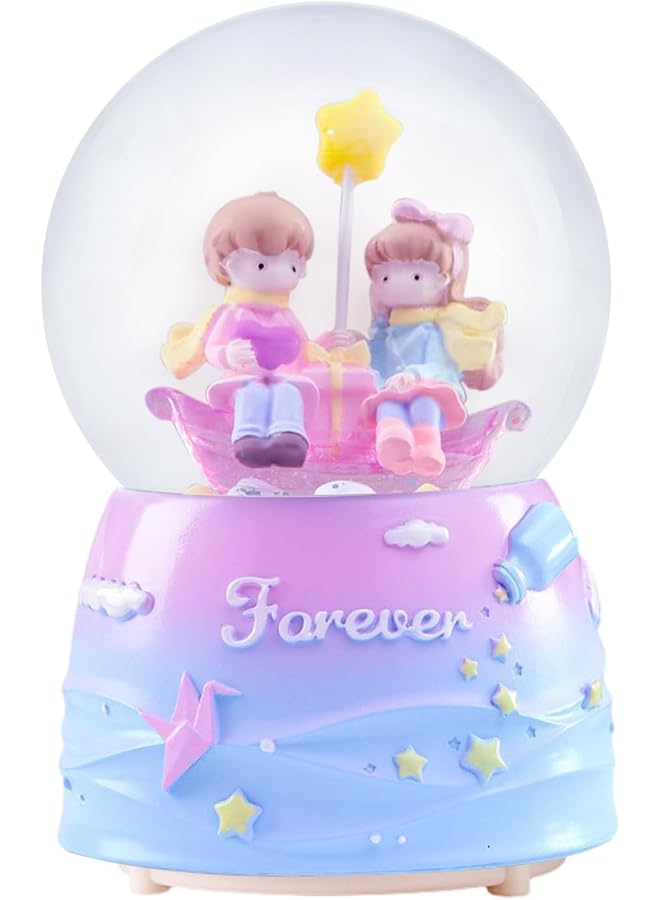 erorex Snow Globe Music Box 80Mm Resin Glass Musical Water Globe With Color Changing Led Lights And Automatic Snowflakes Birthday Gift For Girls Kids Adults Table Decor For Living Room Bedroom - Image 1