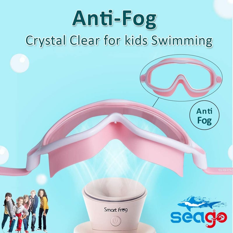 Seago Swim Goggles 2 Pack Anti-Fog Anti-UV Wide View Swimming Goggles for Kids 3-14 - Image 2