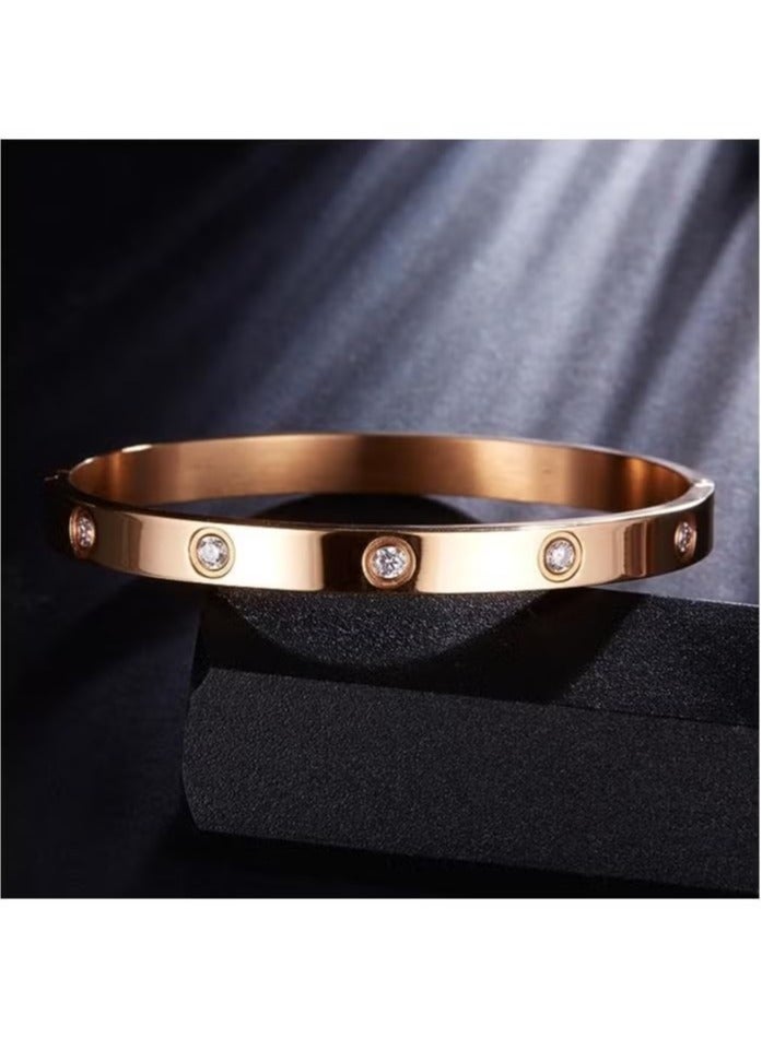 Love Bracelet Bangle for Women Gilrs with Cubic Zirconia Stones Stainless Steel Hinged Jewelry with Crystal Oval Bracelet Best Gifts for Love with Valentine's Day Birthday - Image 2