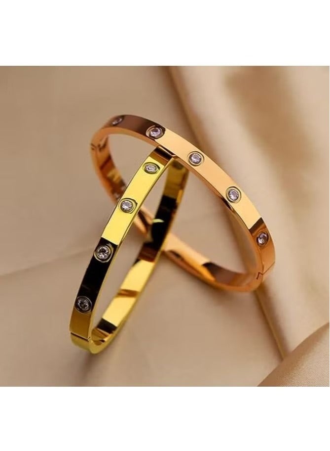 Love Bracelet Bangle for Women Gilrs with Cubic Zirconia Stones Stainless Steel Hinged Jewelry with Crystal Oval Bracelet Best Gifts for Love with Valentine's Day Birthday - Image 3