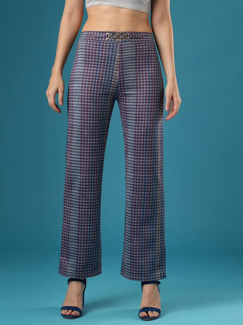 globus Globus Women Hazzy Printed Mid Rise Stretchable Straight Fit Treggings