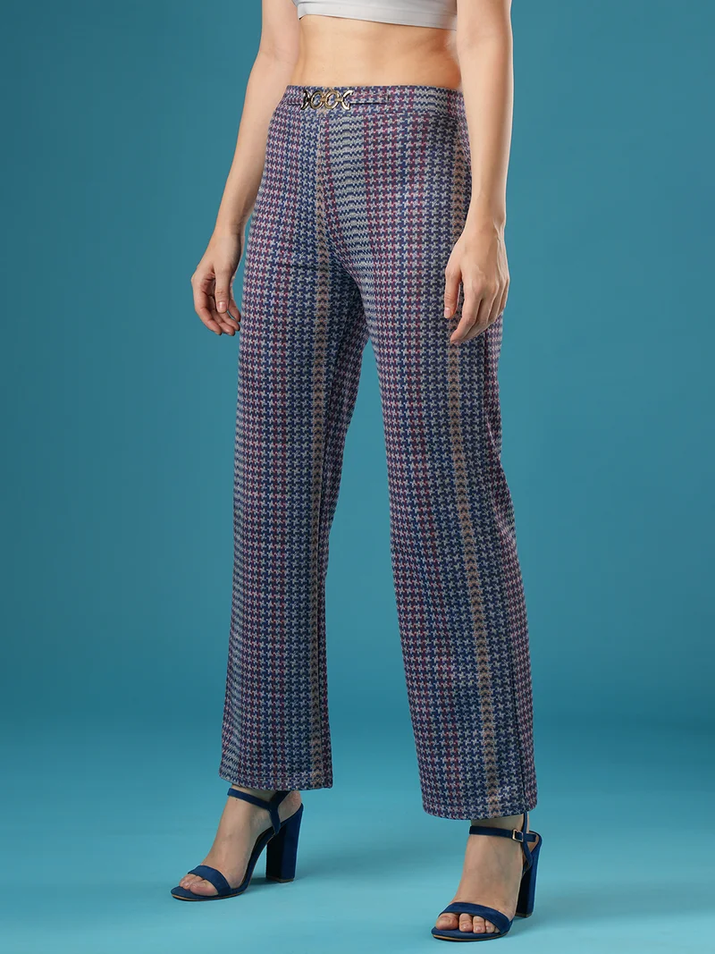 globus Globus Women Hazzy Printed Mid Rise Stretchable Straight Fit Treggings