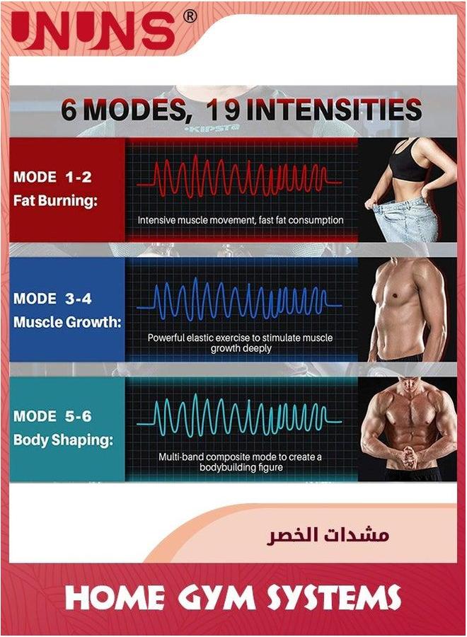 يو إن يو إن أس Abs Stimulator Muscle Tone,Fitness Waist Training Belt,Ab Machine USB Rechargeable Gear For Abdomen Arm Leg,Strength Equipment Men Woman,Home Office Exercise Equipment,Red - Image 4