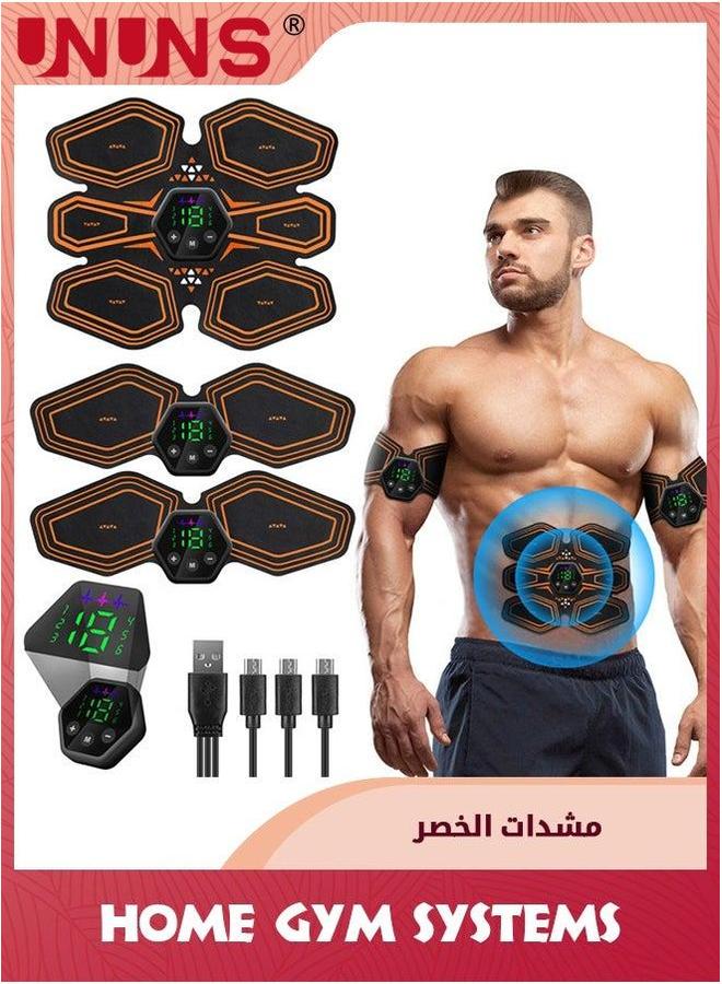 يو إن يو إن أس Abs Stimulator Muscle Tone,Fitness Waist Training Belt,Ab Machine USB Rechargeable Gear For Abdomen Arm Leg,Strength Equipment Men Woman,Home Office Exercise Equipment,Red - Image 1
