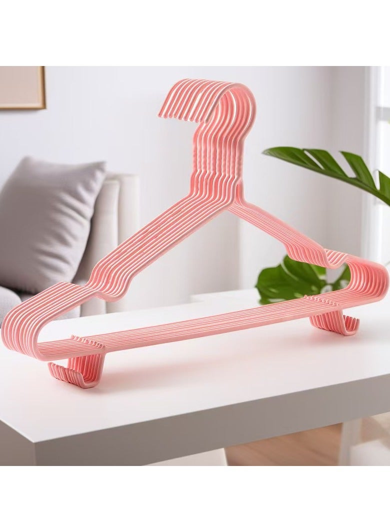 10 pieces of plastic metal clothes hangers for adults - Metal hangers, perfect hangers and space saving wardrobe hangers, pink hangers - Image 3