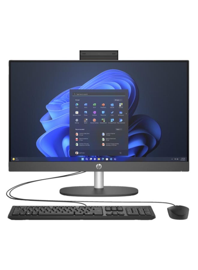 HP جهاز ProOne 245 G10 المتكامل بشاشة IPS عالية الدقة بالكامل (1920×1080) مقاس 23.8 بوصة، معالج AMD Ryzen 5-7520U، ذاكرة وصول عشوائي 8 جيجابايت DDR5، قرص صلب SSD سعة 512 جيجابايت، نظام تشغيل DOS (بدون ويندوز)، يدعم اللغتين الإنجليزية والعربية، اللون أسود الإنجليزية/العربية - Image 1