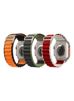 3Pack for Apple Watch Alpine Loop Band 49mm/45mm/44mm Nylon Woven Sport Strap Compatible with iWatch Series 8/Ultra/7/SE/6/5/4/3/2/1 Orange,Black/ Black,Green/ Red,White