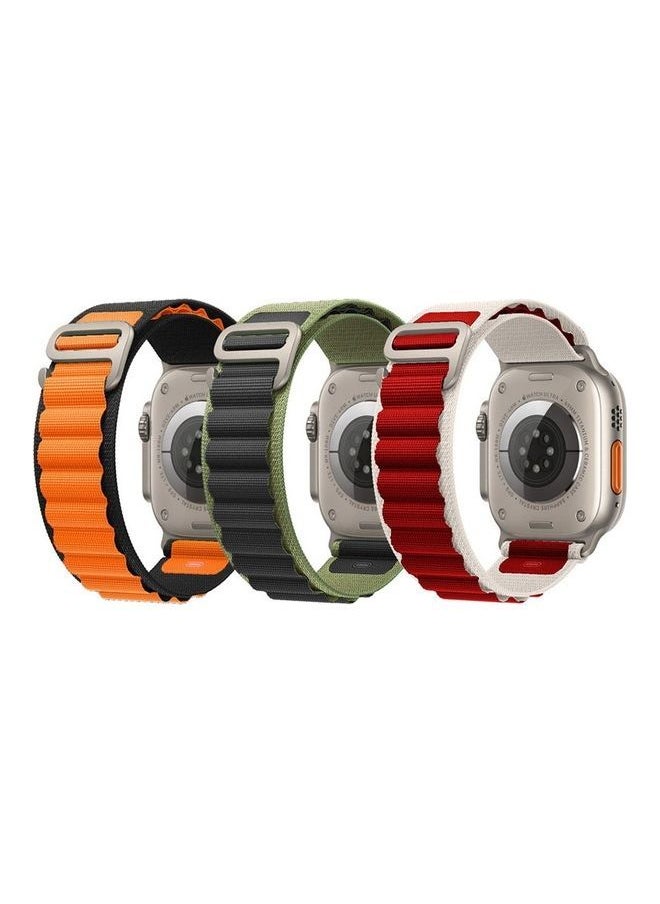 vesus - 3Pack for Apple Watch Alpine Loop Band 49mm/45mm/44mm Nylon Woven Sport Strap Compatible with iWatch Series 8/Ultra/7/SE/6/5/4/3/2/1 Orange,Black/ Black,Green/ Red,White - Image 1