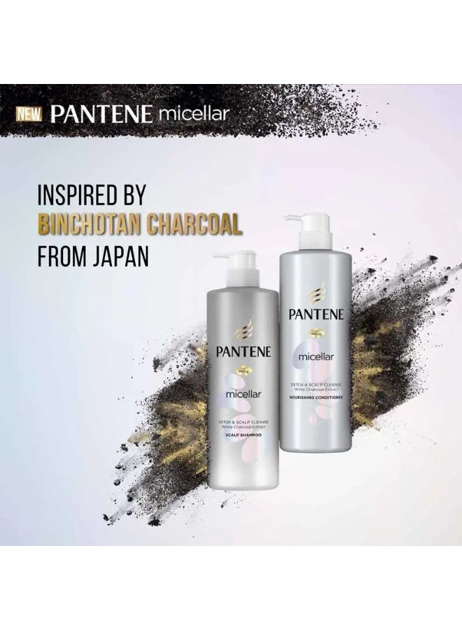 بانتين مجموعة بانتين ميسيلار وايت للتنظيف العميق لفروة الرأس بالفحم - بلسم مغذي + شامبو لفروة الرأس 300 مل + 300 مل - Image 3