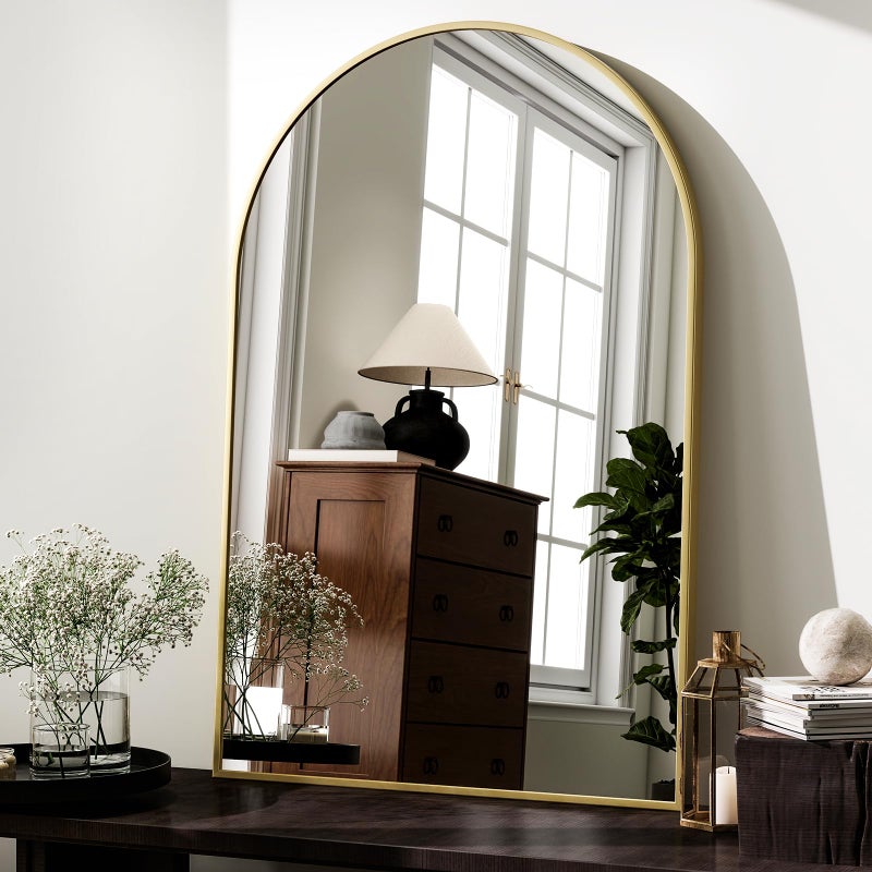 HARRITPURE Arched Wall Mirror â€“ 24"x36" Arch Bathroom Mirror, Gold Metal Frame Vanity Mirrors for Bedroom, Entryway, Living Room Home Decor - Image 2