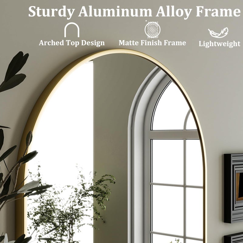 HARRITPURE Arched Wall Mirror â€“ 24"x36" Arch Bathroom Mirror, Gold Metal Frame Vanity Mirrors for Bedroom, Entryway, Living Room Home Decor - Image 4