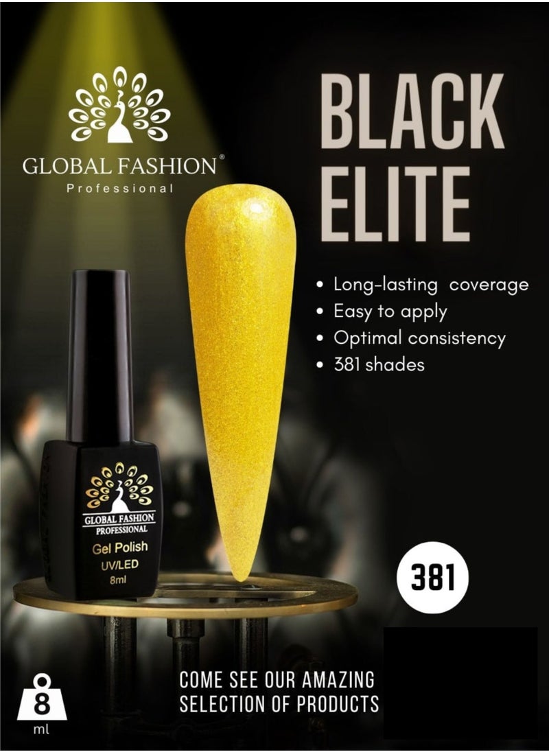 GLOBAL FASHION Global Fashion Black Elite Gel Polish | 132 Colors of Long-Lasting Elegance - 8ml | 381  - Image 2
