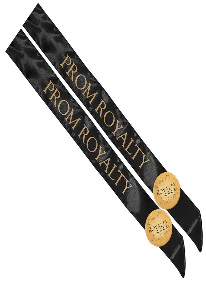 Anderson's Black & Gold Prom Royalty Sash Set with Black 2026 Buttons, Prom Accessories for High School Dance, Party, Costume, or Event, 4 Piece Set - Image 1
