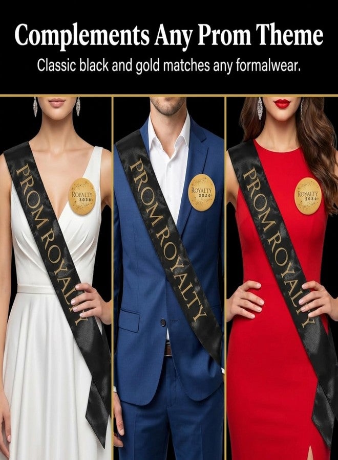 Anderson's Black & Gold Prom Royalty Sash Set with Black 2026 Buttons, Prom Accessories for High School Dance, Party, Costume, or Event, 4 Piece Set - Image 5