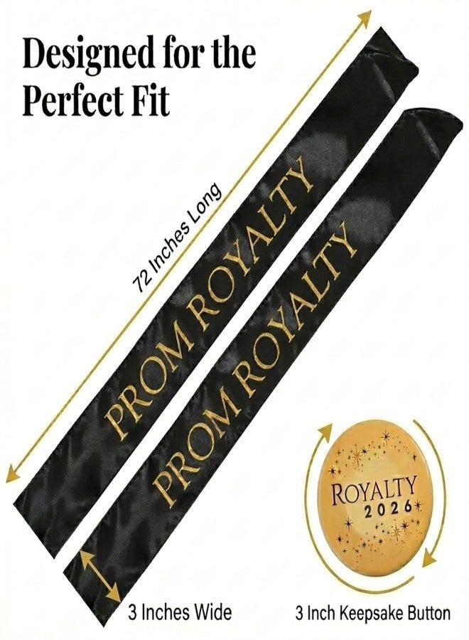 Anderson's Black & Gold Prom Royalty Sash Set with Black 2026 Buttons, Prom Accessories for High School Dance, Party, Costume, or Event, 4 Piece Set - Image 3