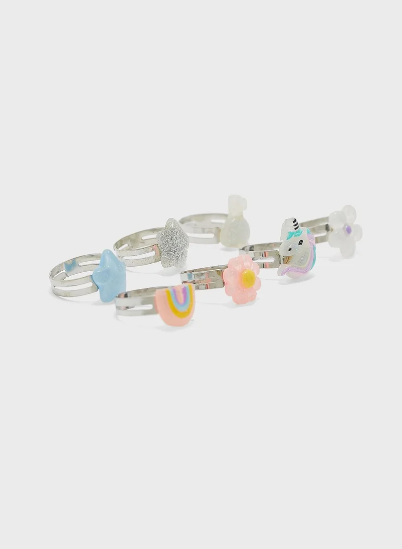 Claires Kids 7 Pack Unicorn Ring