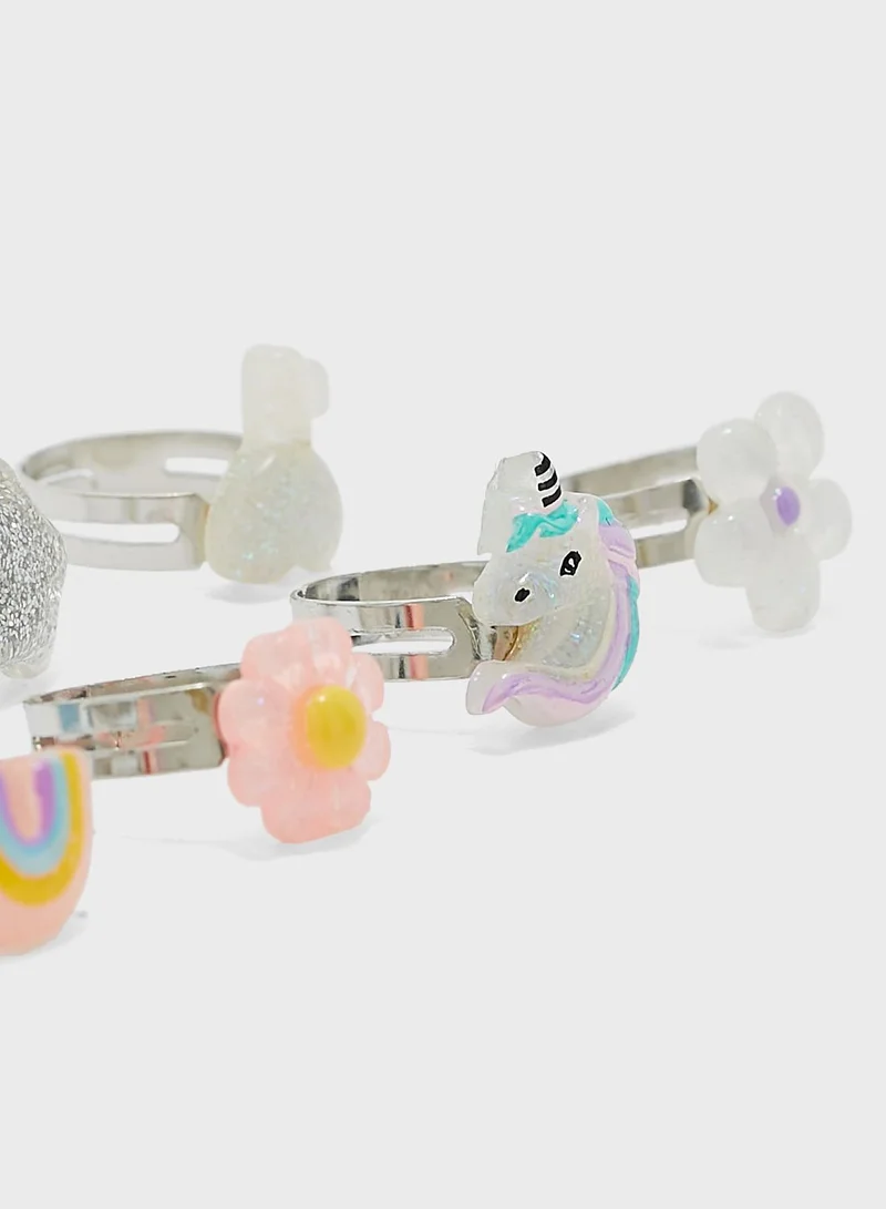 Claires Kids 7 Pack Unicorn Ring