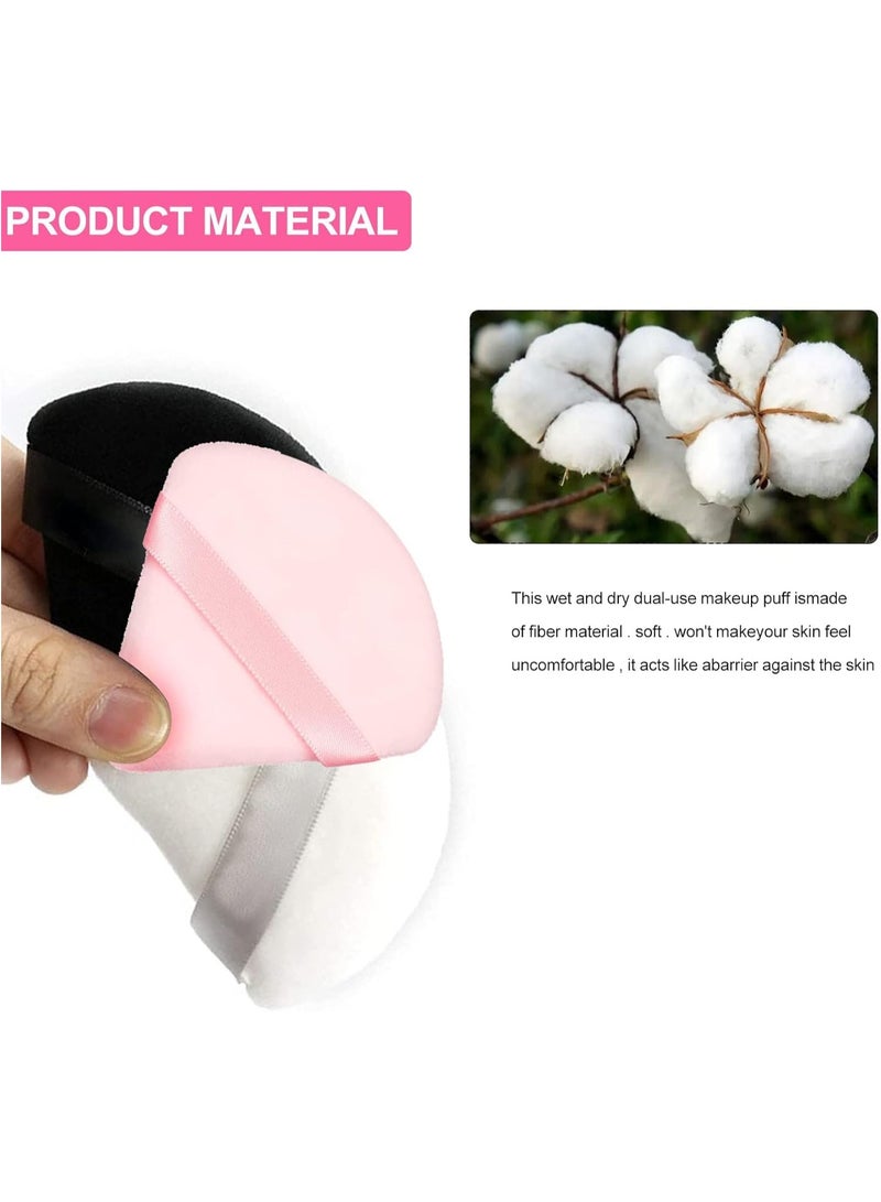 Powder Puff, 6pcs Makeup Sponge Triangle Powder Puff Soft Powder Sponge Reusable Triangle Sponges with Strap for Loose Powder Cosmetic Foundation Wet Dry Makeup (Black, White, Pink) - Image 4