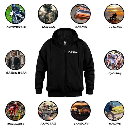 PANDA CYCLE GEAR Motorcycle Hoodie for Men & Women ATV Enduro Armored All Season's Biker Riding Sweatshirt Dual Sports Jacket (US, Alpha, X-Large, Regular, Regular, BLACK) - Image 3