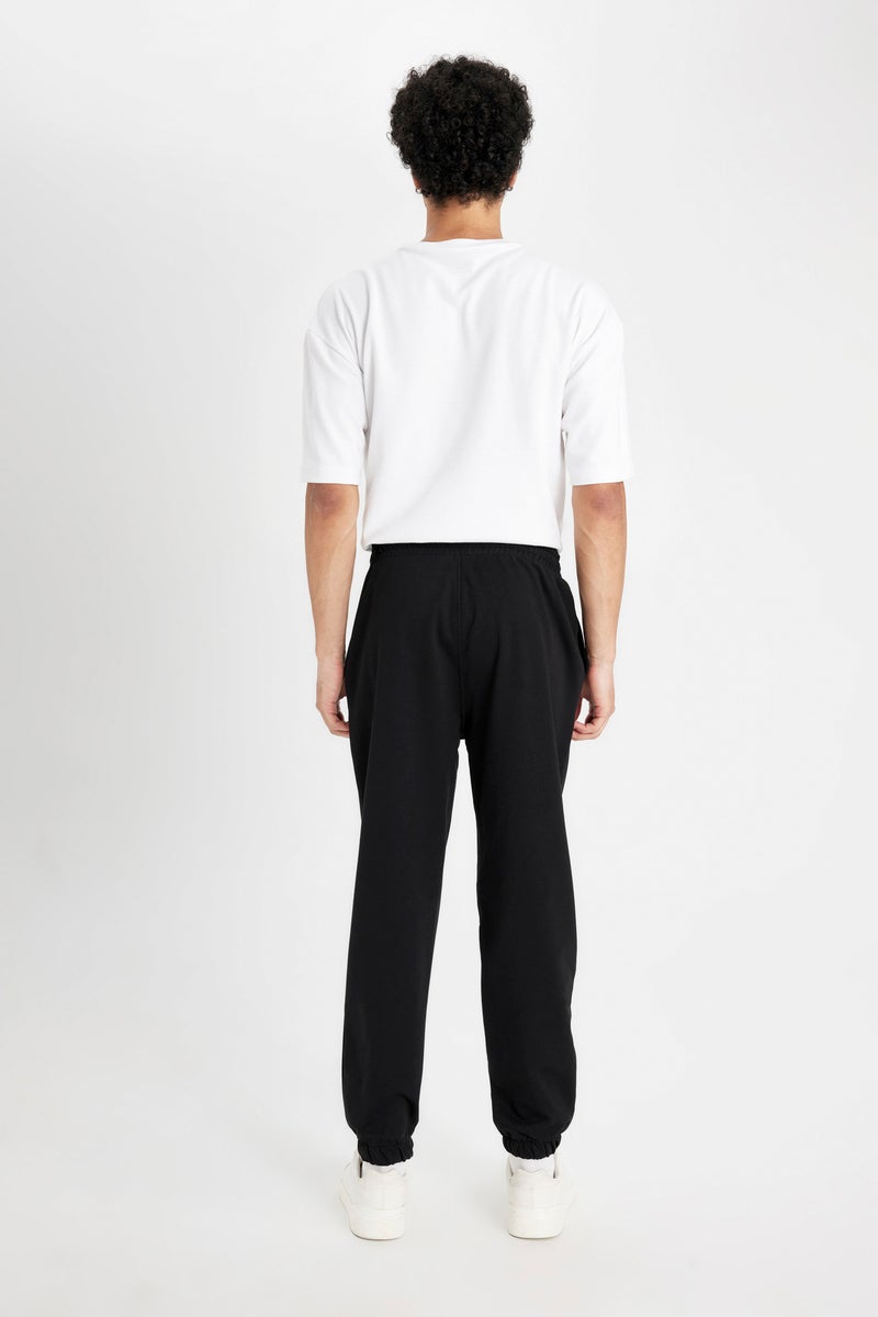 DeFacto Black Man Regular Fit With Pockets Slogan Thin Sweatshirt Fabric Sweatpants Casual - Image 4