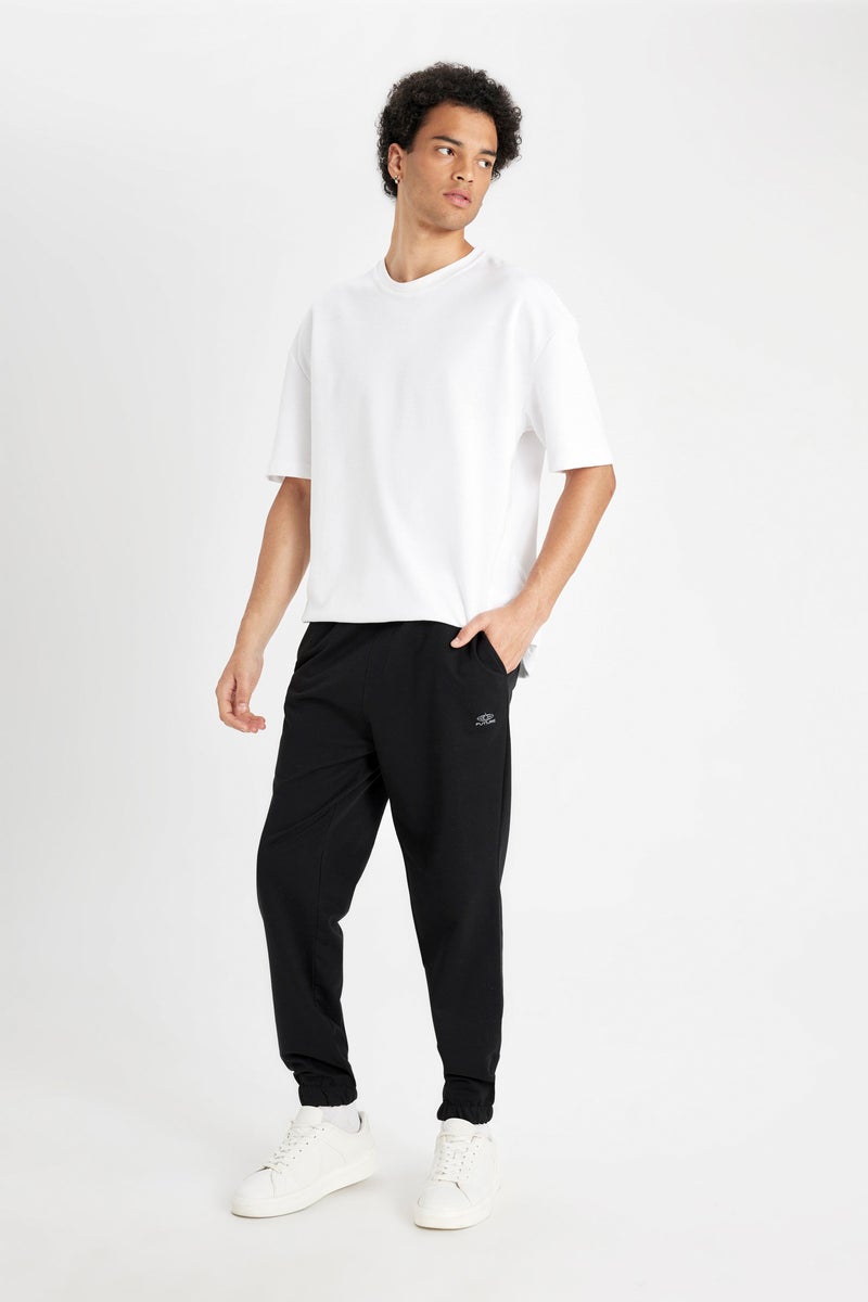DeFacto Black Man Regular Fit With Pockets Slogan Thin Sweatshirt Fabric Sweatpants Casual - Image 1