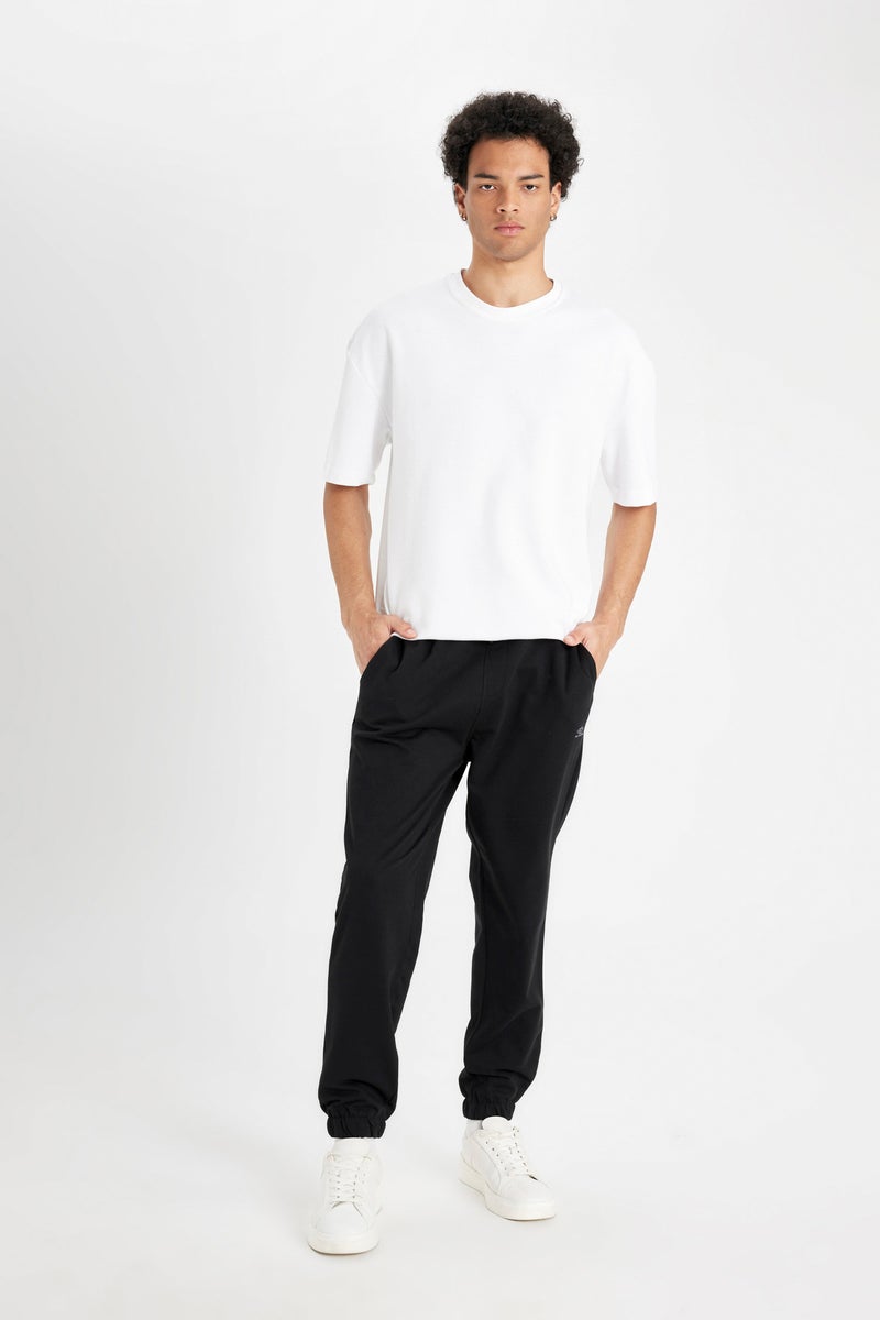 DeFacto Black Man Regular Fit With Pockets Slogan Thin Sweatshirt Fabric Sweatpants Casual - Image 3