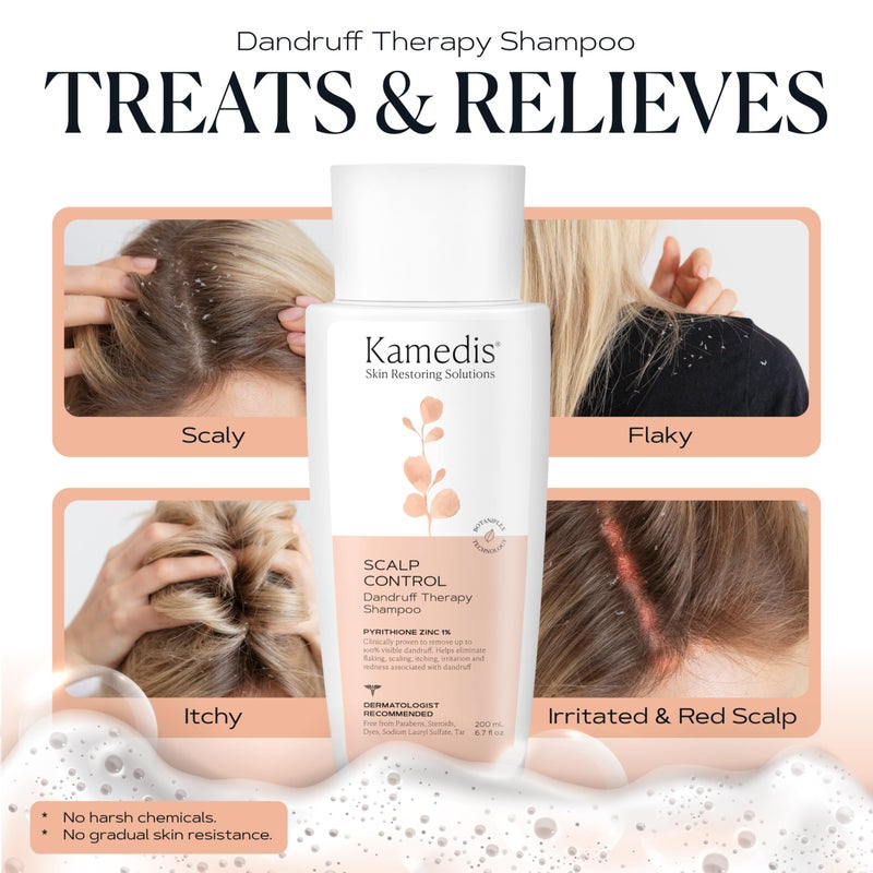 KAMEDIS Anti-Dandruff Therapy Shampoo. For Itchy, Flaky, Sensitive Scalp and Seborrheic Dermatitis. Contains 1% Zinc Pyrithione and Salicylic Acid. Hair & Head Remedy. Paraben Free. 16.9 Fl Oz. - Image 4