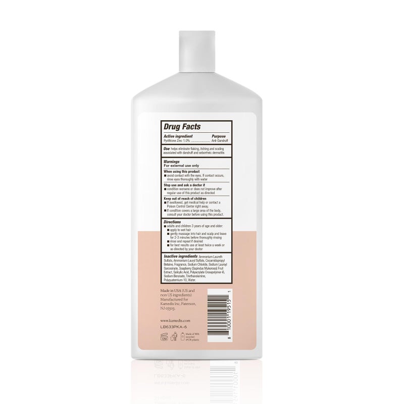 KAMEDIS Anti-Dandruff Therapy Shampoo. For Itchy, Flaky, Sensitive Scalp and Seborrheic Dermatitis. Contains 1% Zinc Pyrithione and Salicylic Acid. Hair & Head Remedy. Paraben Free. 16.9 Fl Oz. - Image 2
