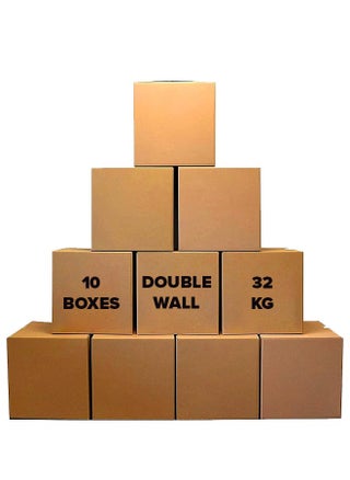 10-Pack Large Double Wall 100% Recyclable Corrugated Cardboard Moving Boxes with 32 KG Capacity, 45 x 45 x 70 cm Brown Carton for Packaging, Shipping and Storage, 5 ply - pzsku/Z1727D94FD1467092B828Z/45/_/1725521375/d9ab8b87-6f34-4ed0-a42d-78dfef9bb140