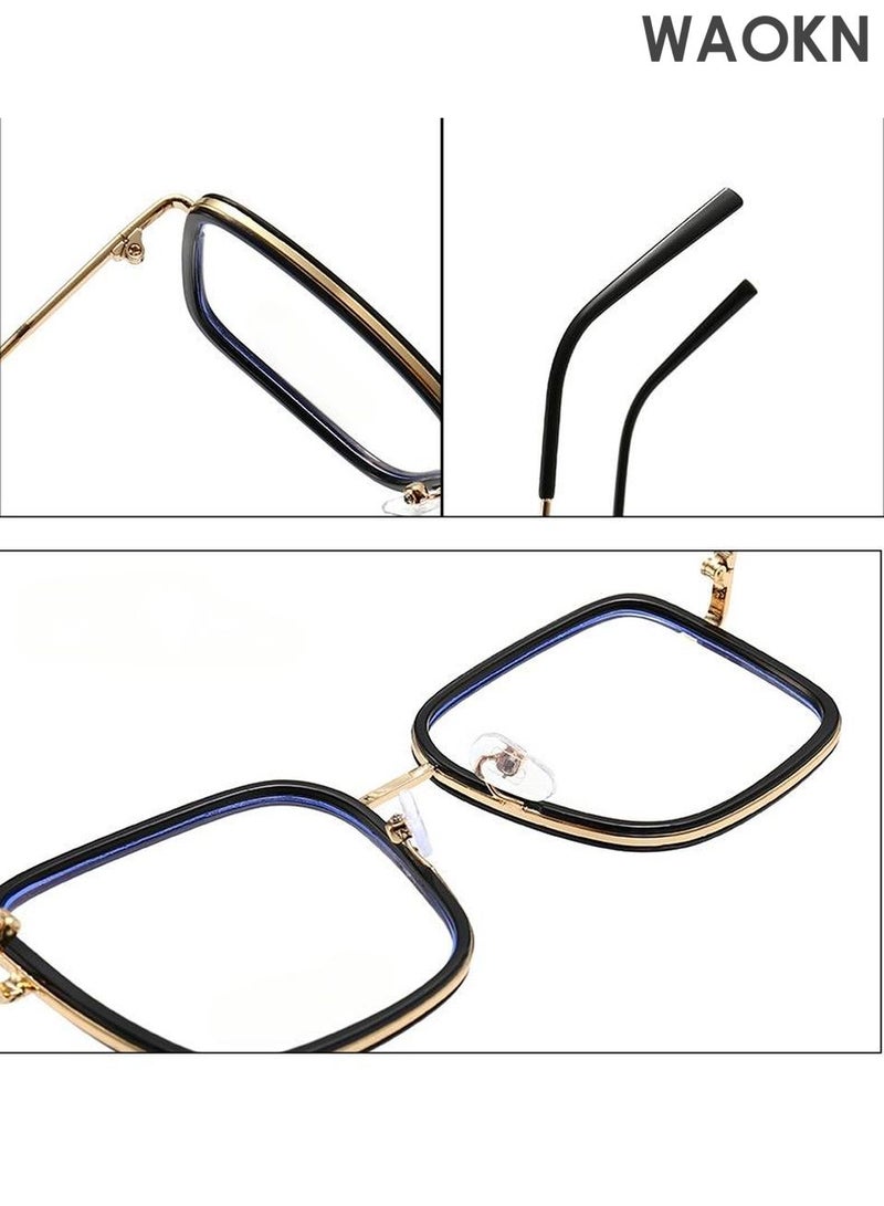 WAOKN Blue Light Blocking Glasses Blue Light Filter Computer Reading Gaming TV Phones Browline Eyeglasses Fashion Anti Glare/UV 400/Eye Strain Eyestrain Headache Eyewear for Men - Image 2