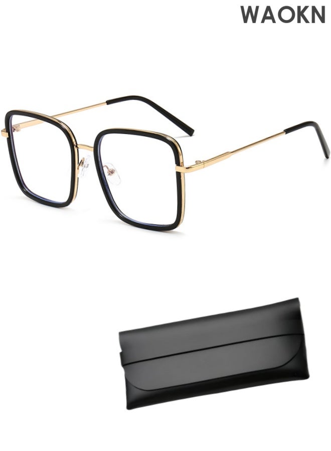 WAOKN Blue Light Blocking Glasses Blue Light Filter Computer Reading Gaming TV Phones Browline Eyeglasses Fashion Anti Glare/UV 400/Eye Strain Eyestrain Headache Eyewear for Men - Image 1