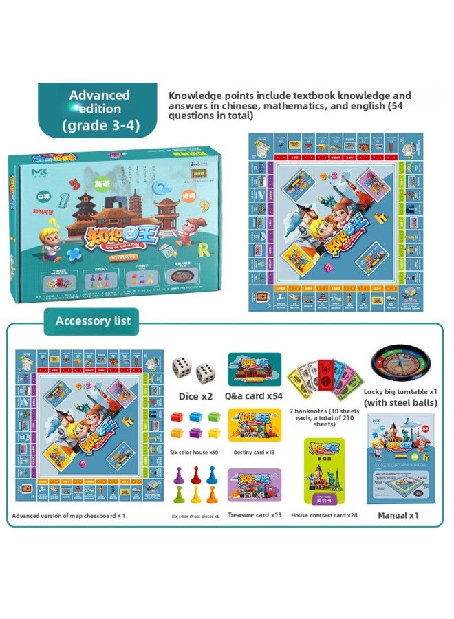 لعبة الشطرنج الأمريكية المنحوتة الأصلية الفاخرة للمعرفة بجولة حول العالم، ورق المعركة، إصدار العملة، لوحة تعليمية للأطفال - اللون: King Of Knowledge Premium (الصفوف 3-4) - Image 1