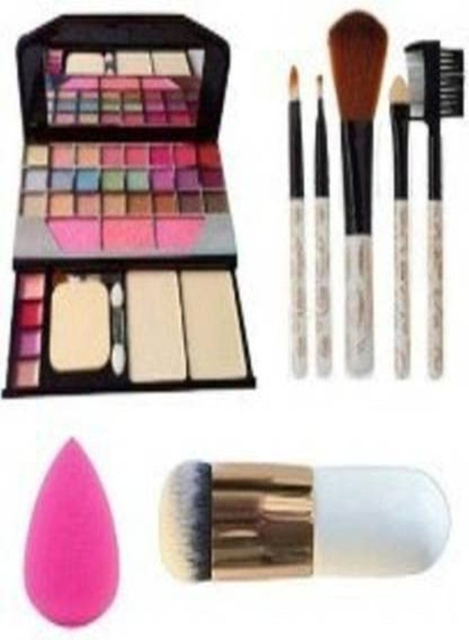 DATNASAYAD Chubby Pier Foundation Makeup Brush + TYA 6155 Makeup kit + 5 pcs Makeup Brush + 2 pc Blender Puff Combo - Image 2