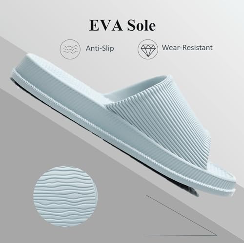 CRAZY LADY Cloud Slippers for Women & Men Indoor & Outdoor Pillow Slippers Non Slip Quick Drying Shower Slides Bathroom S&als Light Weight EVA Platform Casual Shoes (Massage/SBlue,7.5 8.5) - Image 4
