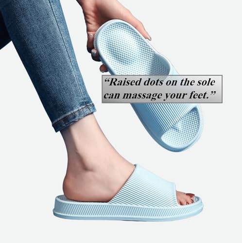 CRAZY LADY Cloud Slippers for Women & Men Indoor & Outdoor Pillow Slippers Non Slip Quick Drying Shower Slides Bathroom S&als Light Weight EVA Platform Casual Shoes (Massage/SBlue,7.5 8.5) - Image 5