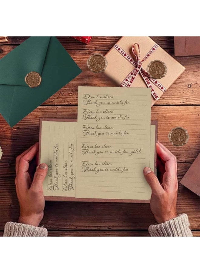 Aideli Gift Card Envelopes 32PCS Vintage Letter Writing Set – 6 Envelopes + 20 Writing Papers + 6 Wax Seal Stickers for Letters, Invitations, Weddings, Gifts Artistic Craft (Dark Green) - Image 4