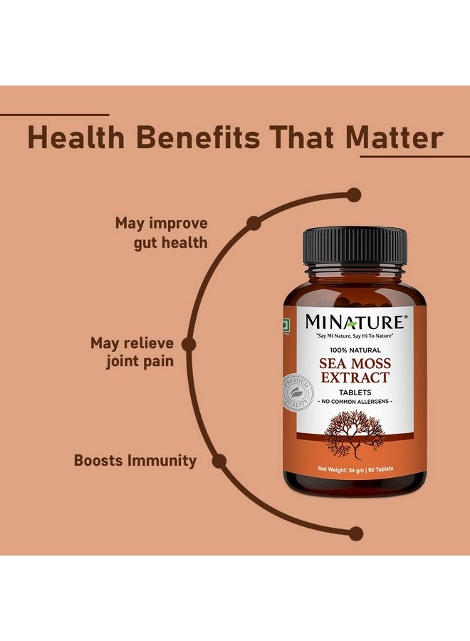 minature mi nature Sea Moss Extract Tablet| Pure & Natural | Herbal care | Non-GMO, Vegan, Gluten Free | from India | 500mg 90 Tablets, 45 Days - Image 3