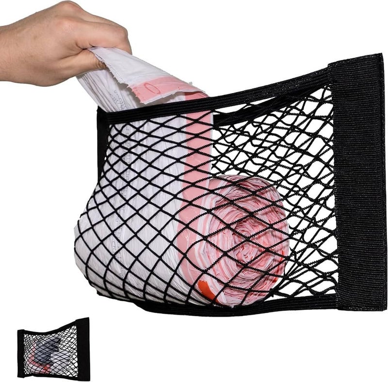 Multi-Use Mesh Bag Organizer with Strong Adhesive | Hanging Container for Walls & Cabinets | Roll & Tissue Storage | Air Flow Vent Mesh | Self Suction Installation - Image 3