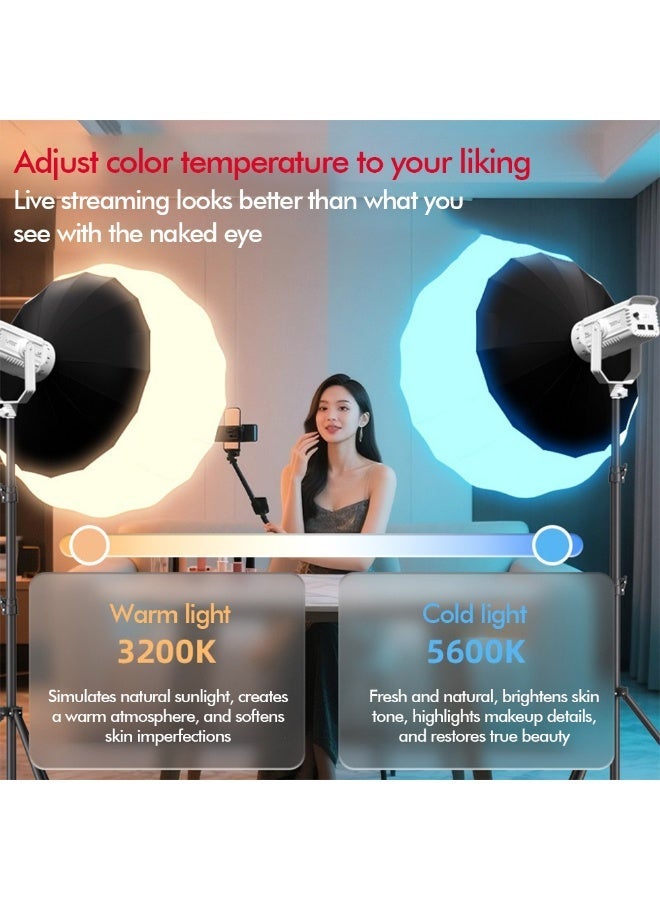 FlashHawk 150W LED Video Light with Standard Reflector & Remote Control - 3200K-5600K Dimmable, CRI>96, Bowens Mount, U-shaped 360° Rotation COB Photography Light for Studio/Streaming-White - Image 3