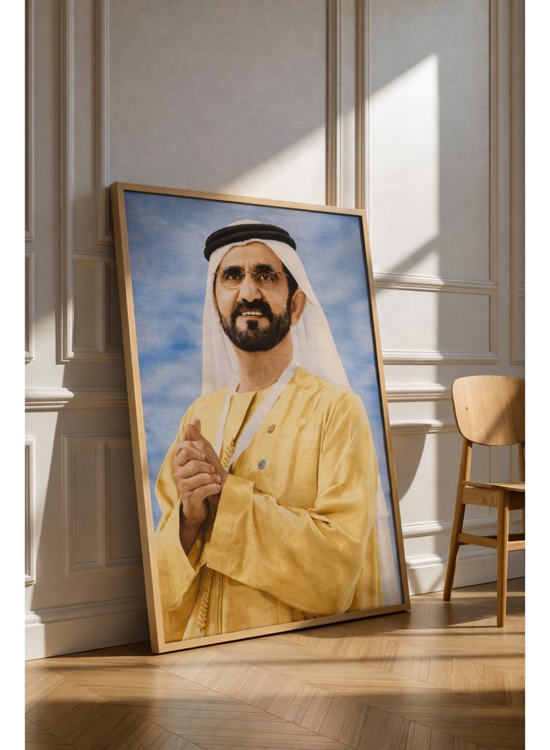 تابلو فرش حرير فاخر بصورة الشيخ محمد بن راشد – صناعة يدوية تركية فاخرة للمجالس والفلل - Image 2