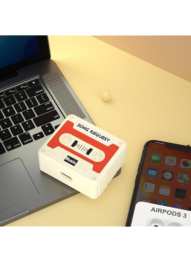 Gerrit Compatible With Airpods 3Nd Generation Case Cassette Tape Recorder Design For Airpods Pro 3 Silicone Case Cover Lanyard Included