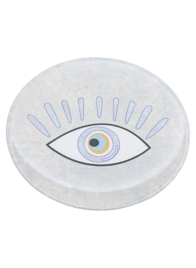 Alsaif Porcelain Serving Plate 20 Cm Flat Circular Blue White Eye Pattern  - Image 2