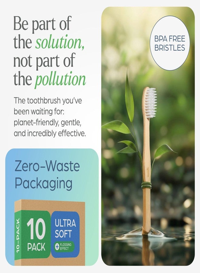 VIVAGO Extra Soft Toothbrushes for Adults - 10 Pack - BPA Free Ultra Soft Bristle Toothbrush - Bamboo Toothbrushes for Sensitive Gums - Image 3
