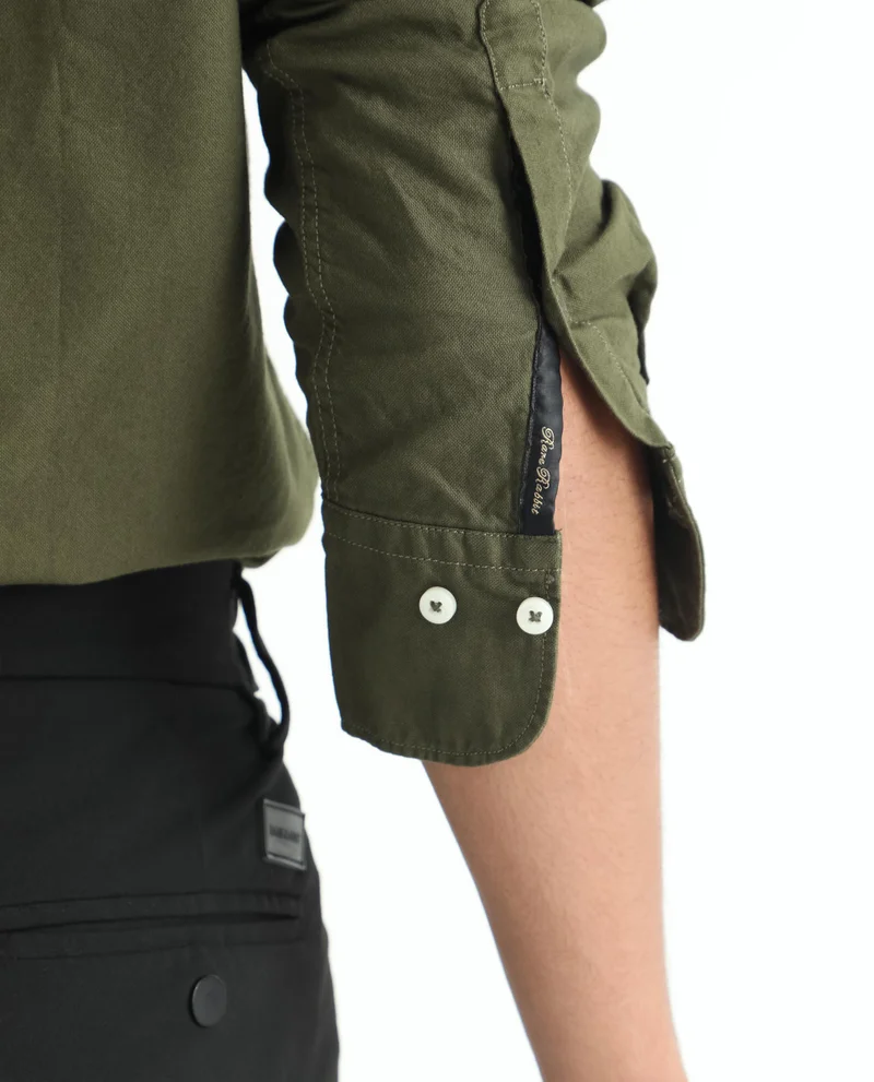 Rare Rabbit Rare Rabbit Men's Auxfo Olive Cotton Fabric Full Sleeves Solid Shirt